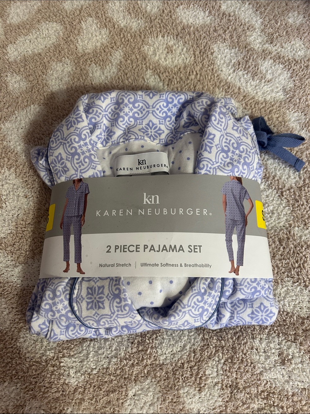 Karen Neuburger Blue and White Two-Piece Pajama Set